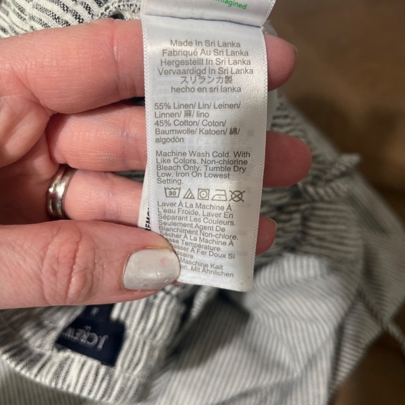 J crew factory linen drawstring ankle pants black and white striped - Picture 5 of 7